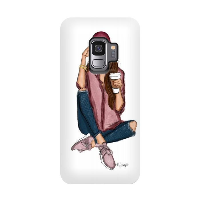 Galaxy S9 StrongFit Basic Chic - Brunette  by Natasha Joseph Illustrations 