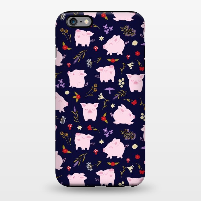 iPhone 6/6s plus StrongFit Cute Pigs Dancing Around Floral Motif by Portia Monberg