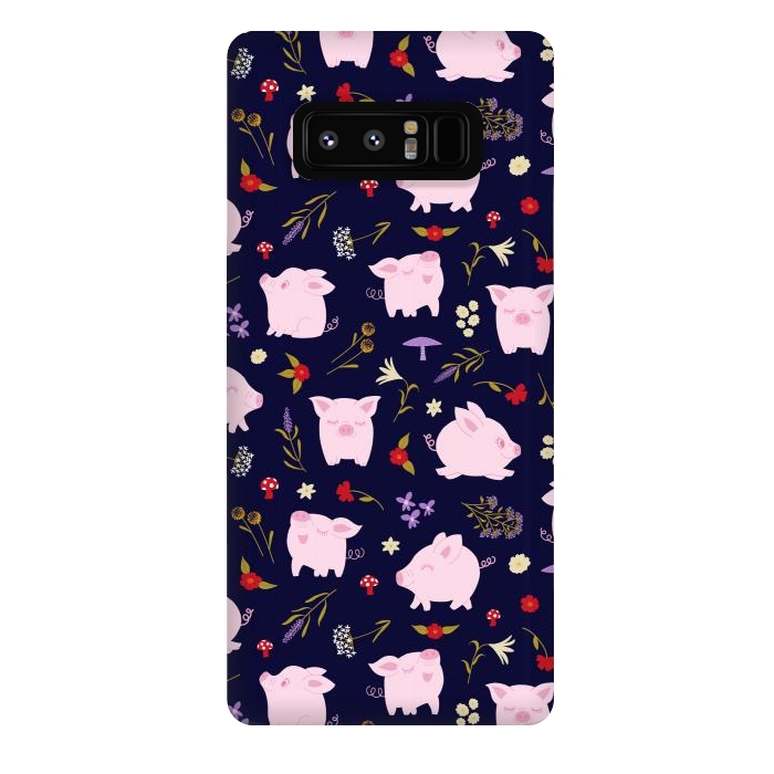 Galaxy Note 8 StrongFit Cute Pigs Dancing Around Floral Motif by Portia Monberg