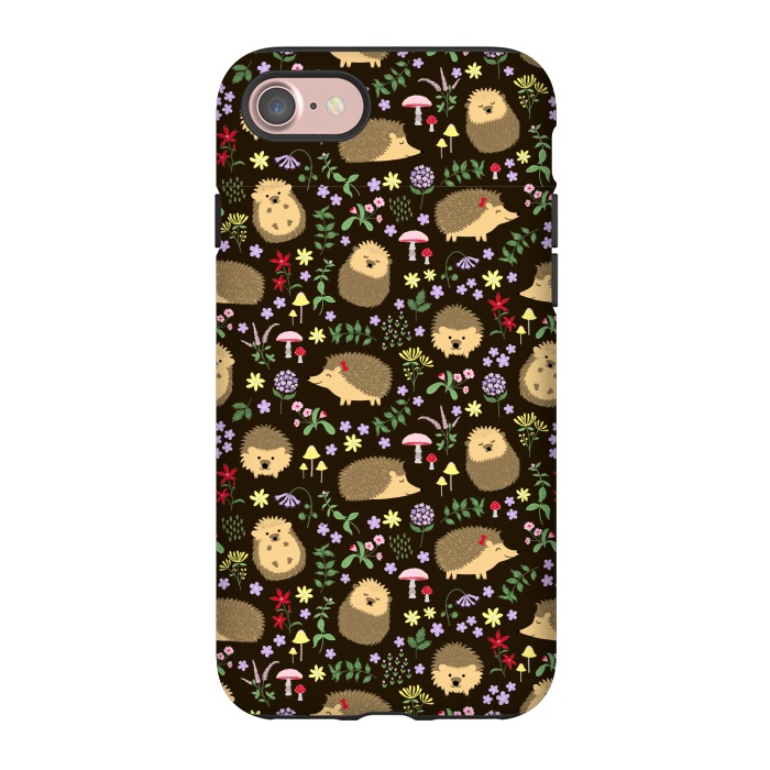 iPhone 7 StrongFit Hedgehogs amid woodland plants and flowers by Portia Monberg