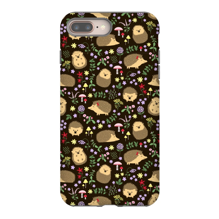 iPhone 7 plus StrongFit Hedgehogs amid woodland plants and flowers by Portia Monberg