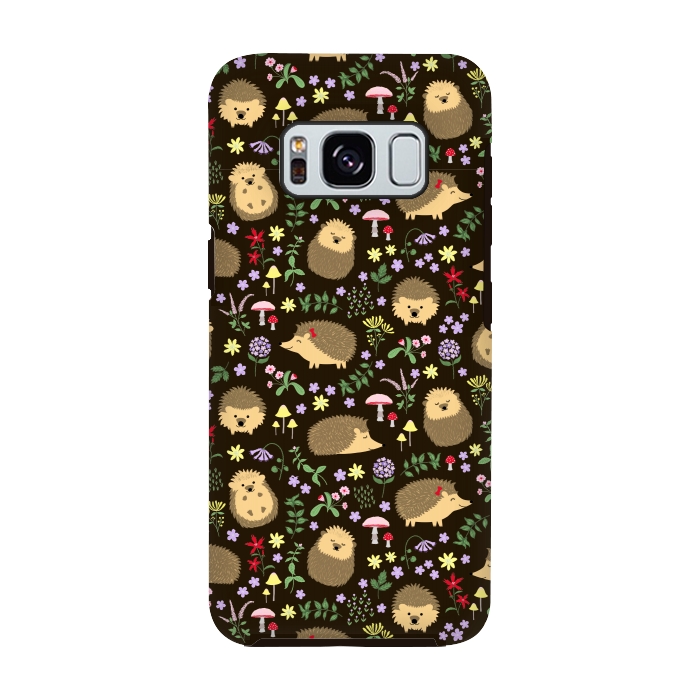 Galaxy S8 StrongFit Hedgehogs amid woodland plants and flowers by Portia Monberg
