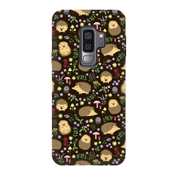 Galaxy S9 plus StrongFit Hedgehogs amid woodland plants and flowers by Portia Monberg
