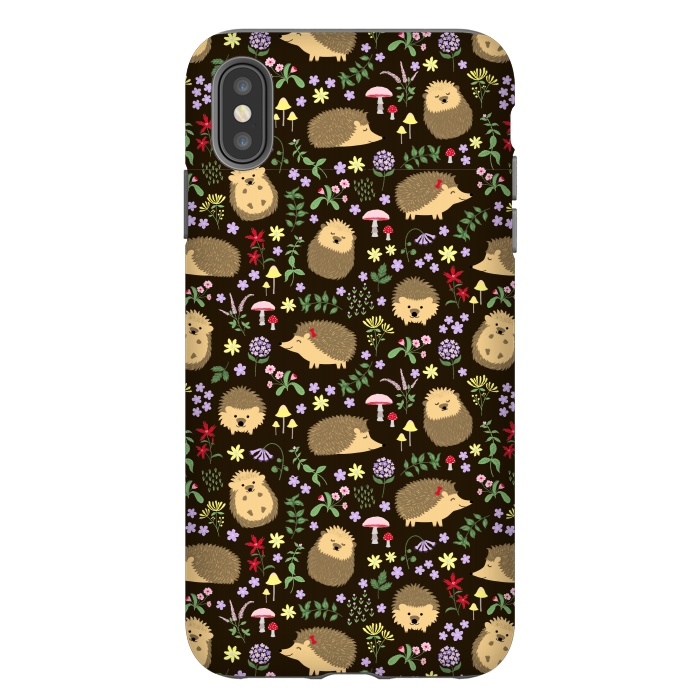 iPhone Xs Max StrongFit Hedgehogs amid woodland plants and flowers by Portia Monberg