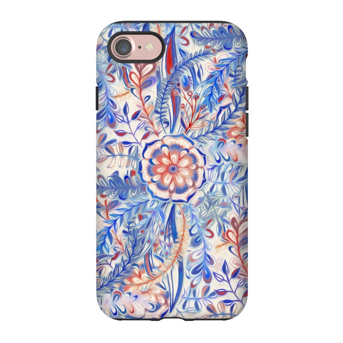 iPhone 7 StrongFit Boho Flower Burst in Red and Blue by Micklyn Le Feuvre