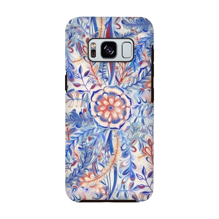 Galaxy S8 StrongFit Boho Flower Burst in Red and Blue by Micklyn Le Feuvre