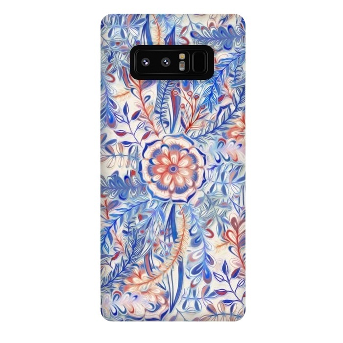 Galaxy Note 8 StrongFit Boho Flower Burst in Red and Blue by Micklyn Le Feuvre