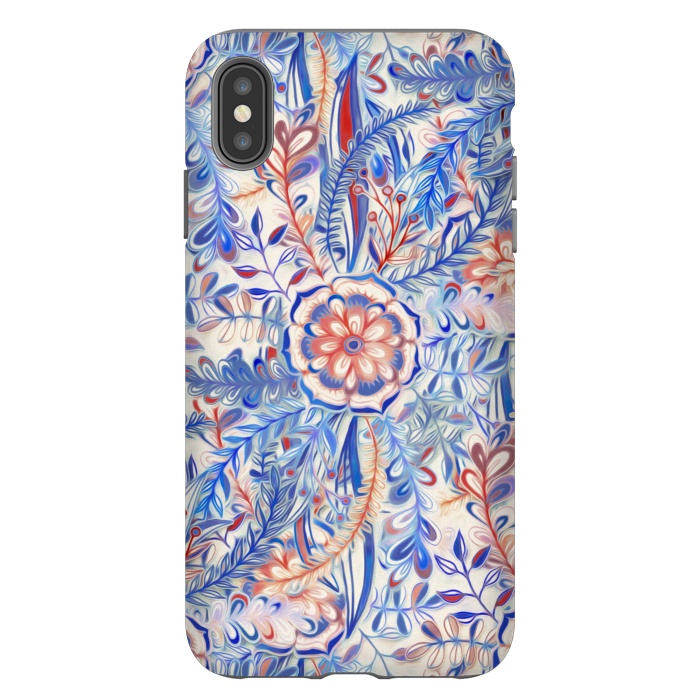 iPhone Xs Max StrongFit Boho Flower Burst in Red and Blue by Micklyn Le Feuvre