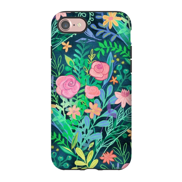 iPhone 7 StrongFit Bright Floral Posie on Dark Green by Micklyn Le Feuvre