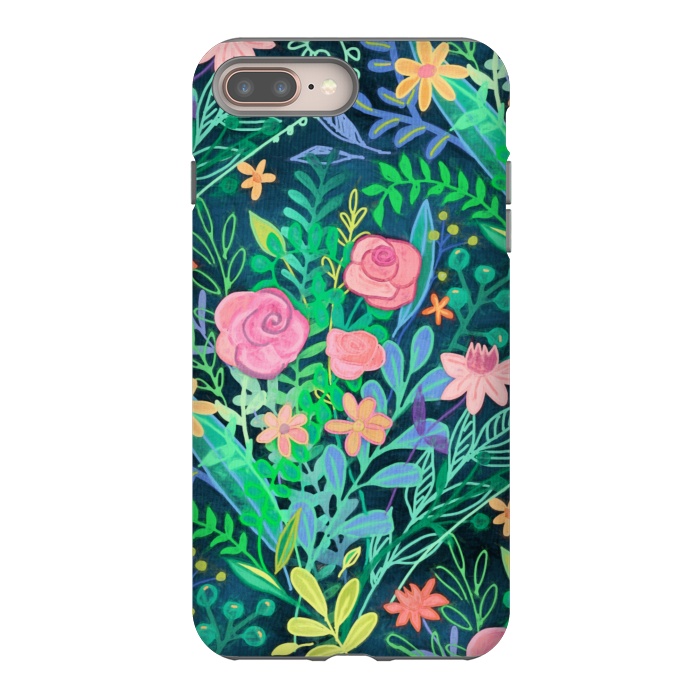iPhone 7 plus StrongFit Bright Floral Posie on Dark Green by Micklyn Le Feuvre