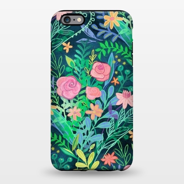 iPhone 6/6s plus StrongFit Bright Floral Posie on Dark Green by Micklyn Le Feuvre