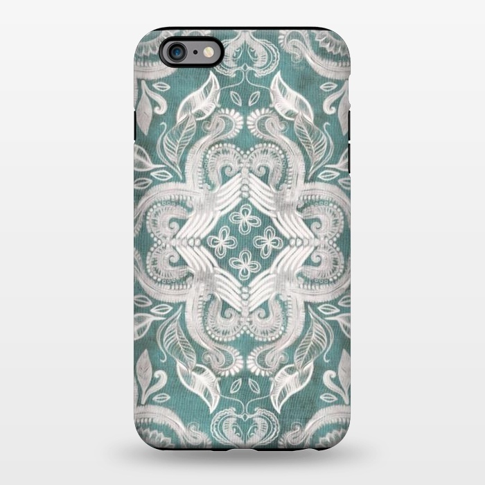 iPhone 6/6s plus StrongFit Dirty Denim Boho Pattern in Teal and Grey by Micklyn Le Feuvre