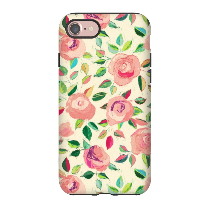 iPhone 7 StrongFit Pink and Peach Rose Pattern in Pastels by Micklyn Le Feuvre