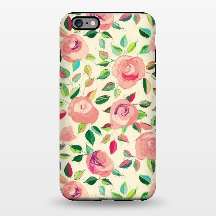 iPhone 6/6s plus StrongFit Pink and Peach Rose Pattern in Pastels by Micklyn Le Feuvre