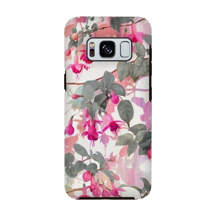 Galaxy S8 StrongFit Painted Fuchsia Floral in Pink and Grey  by Micklyn Le Feuvre