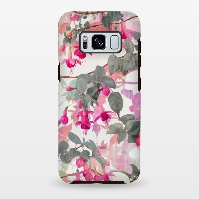 Galaxy S8 plus StrongFit Painted Fuchsia Floral in Pink and Grey  by Micklyn Le Feuvre