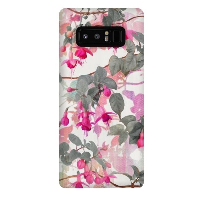 Galaxy Note 8 StrongFit Painted Fuchsia Floral in Pink and Grey  by Micklyn Le Feuvre