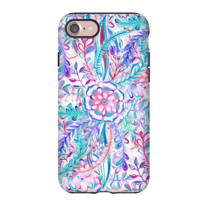iPhone 7 StrongFit Boho Flower Burst in Pink and Blue by Micklyn Le Feuvre