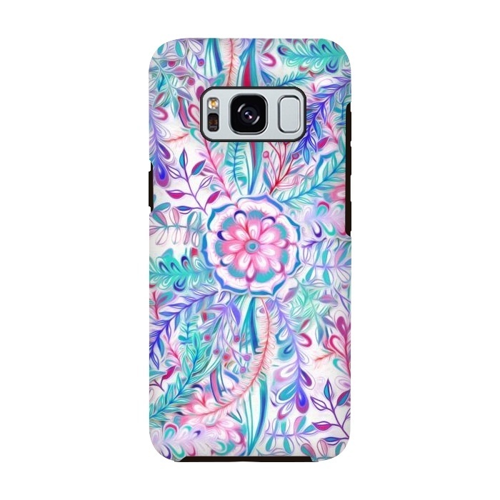 Galaxy S8 StrongFit Boho Flower Burst in Pink and Blue by Micklyn Le Feuvre