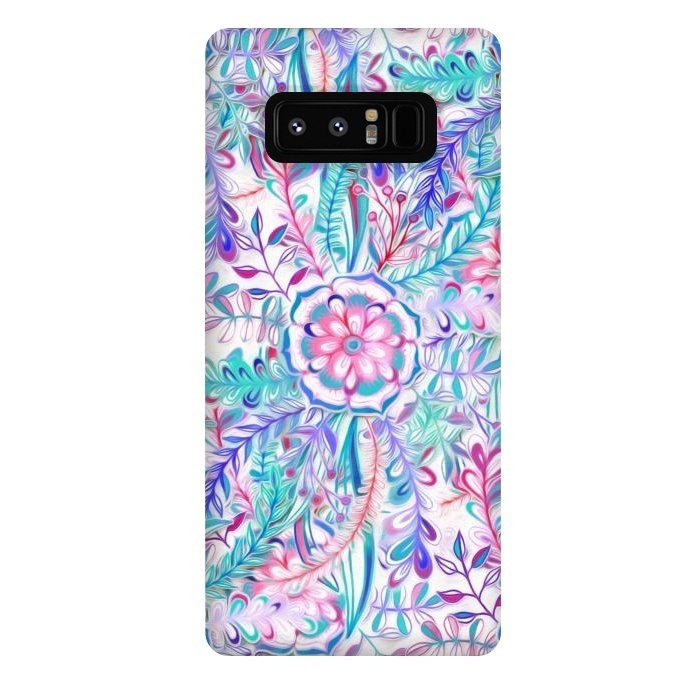 Galaxy Note 8 StrongFit Boho Flower Burst in Pink and Blue by Micklyn Le Feuvre