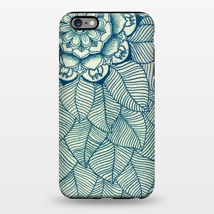 iPhone 6/6s plus StrongFit Emerald Green, Navy & Cream Floral & Leaf doodle by Micklyn Le Feuvre