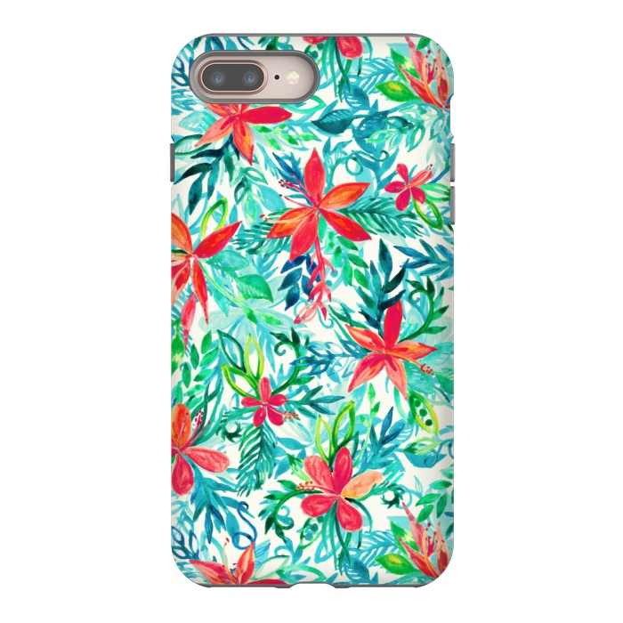 iPhone 7 plus StrongFit Tropical Jungle Watercolor Floral by Micklyn Le Feuvre