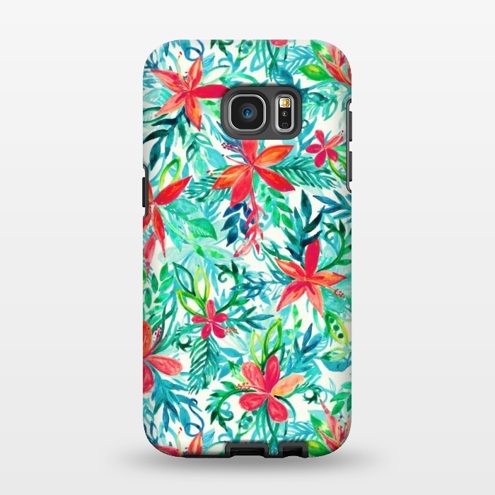 Galaxy S7 EDGE StrongFit Tropical Jungle Watercolor Floral by Micklyn Le Feuvre