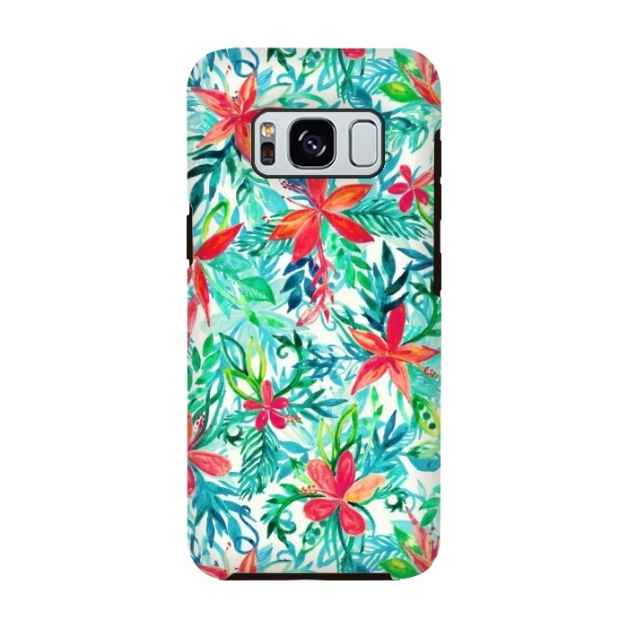 Galaxy S8 StrongFit Tropical Jungle Watercolor Floral by Micklyn Le Feuvre
