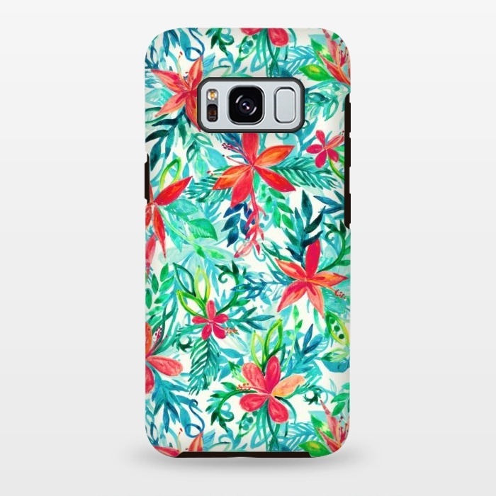 Galaxy S8 plus StrongFit Tropical Jungle Watercolor Floral by Micklyn Le Feuvre