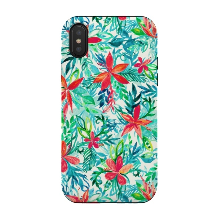 iPhone Xs / X StrongFit Tropical Jungle Watercolor Floral by Micklyn Le Feuvre