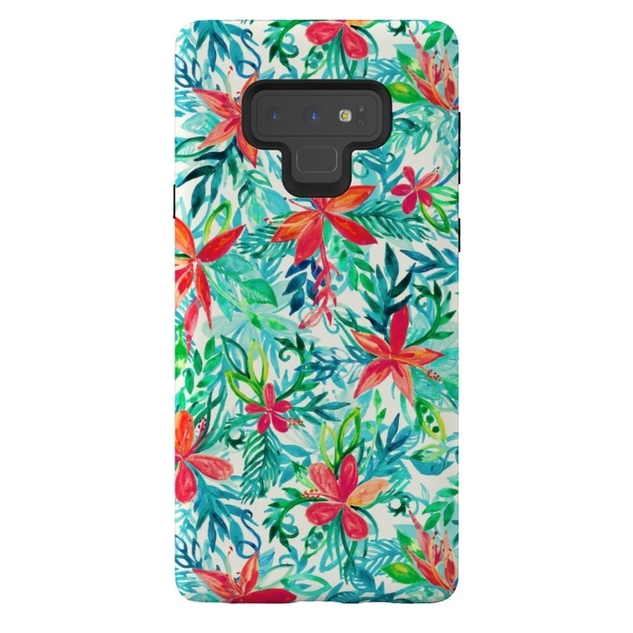 Galaxy Note 9 StrongFit Tropical Jungle Watercolor Floral by Micklyn Le Feuvre
