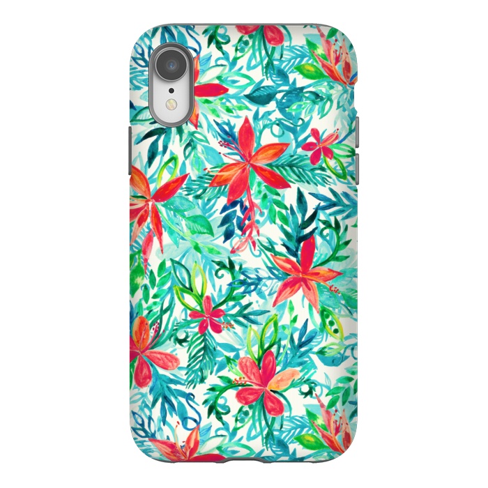 iPhone Xr StrongFit Tropical Jungle Watercolor Floral by Micklyn Le Feuvre