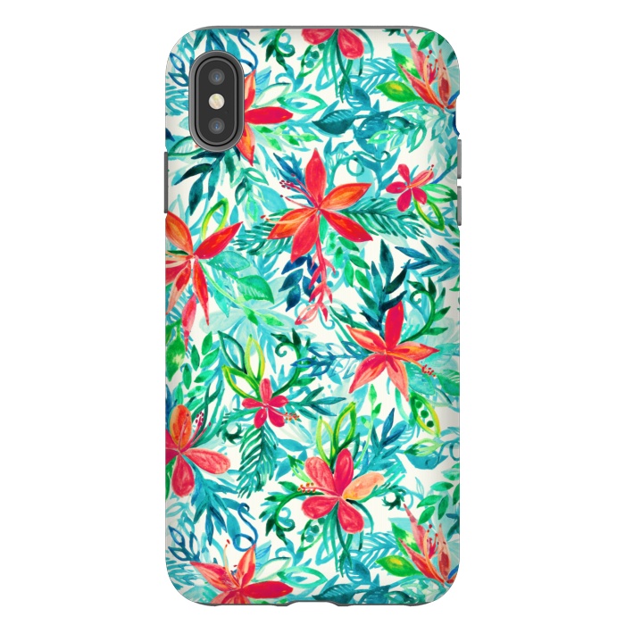 iPhone Xs Max StrongFit Tropical Jungle Watercolor Floral by Micklyn Le Feuvre