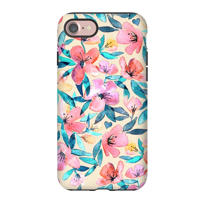 iPhone 7 StrongFit Fresh Watercolor Floral on Cream  by Micklyn Le Feuvre