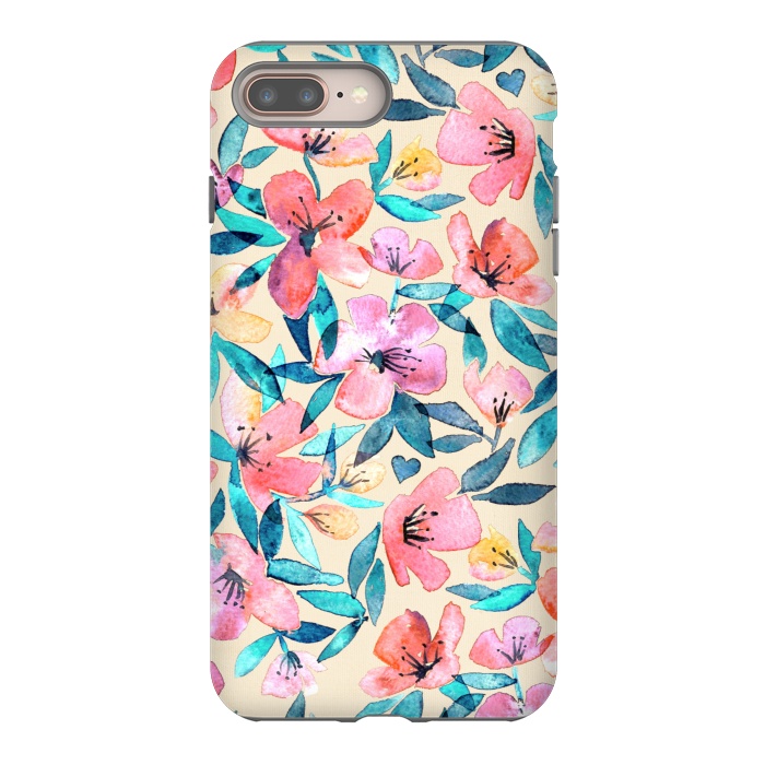 iPhone 7 plus StrongFit Fresh Watercolor Floral on Cream  by Micklyn Le Feuvre
