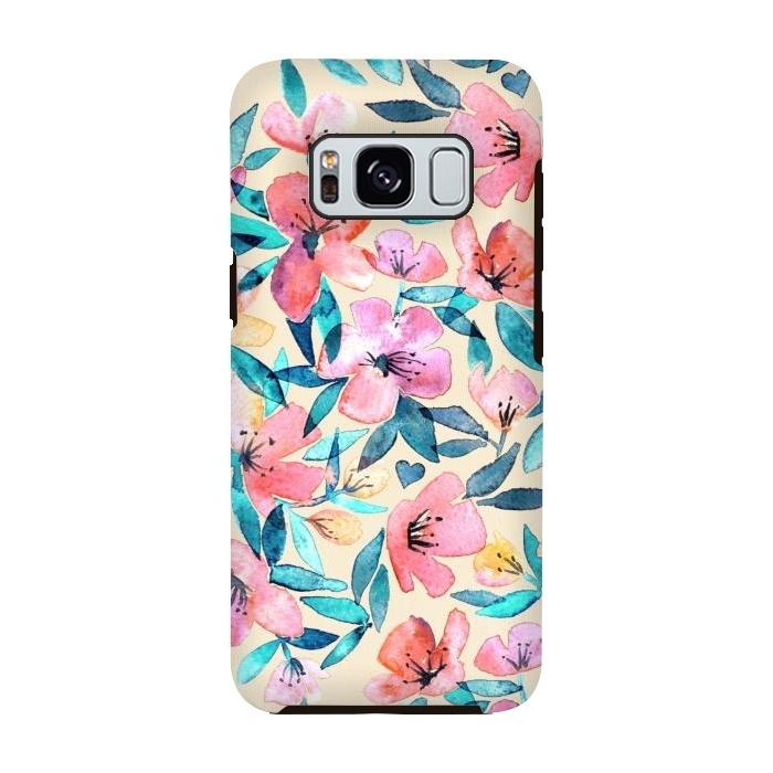 Galaxy S8 StrongFit Fresh Watercolor Floral on Cream  by Micklyn Le Feuvre