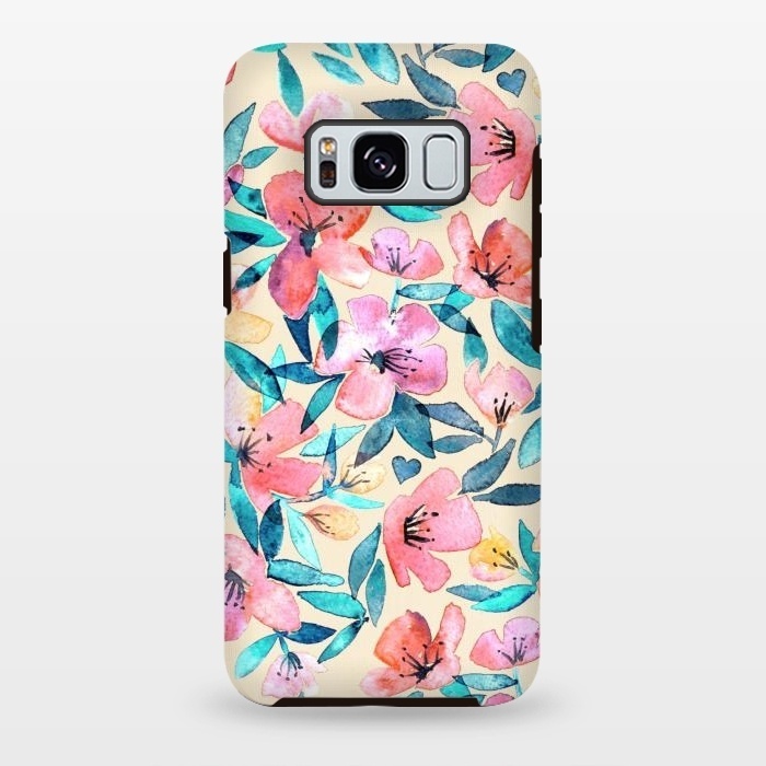 Galaxy S8 plus StrongFit Fresh Watercolor Floral on Cream  by Micklyn Le Feuvre