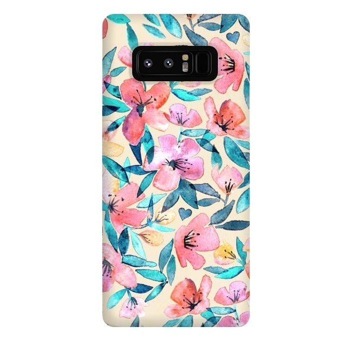 Galaxy Note 8 StrongFit Fresh Watercolor Floral on Cream  by Micklyn Le Feuvre