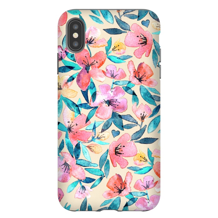 iPhone Xs Max StrongFit Fresh Watercolor Floral on Cream  by Micklyn Le Feuvre