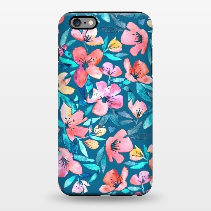 iPhone 6/6s plus StrongFit Fresh Watercolor Floral on Teal Blue by Micklyn Le Feuvre
