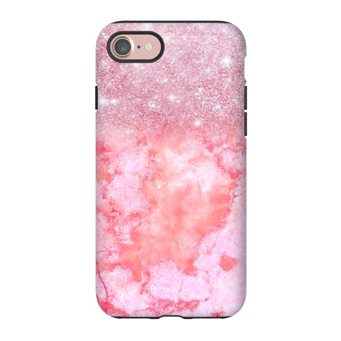 iPhone 7 StrongFit Glitter on Pink Blush Agate  by  Utart