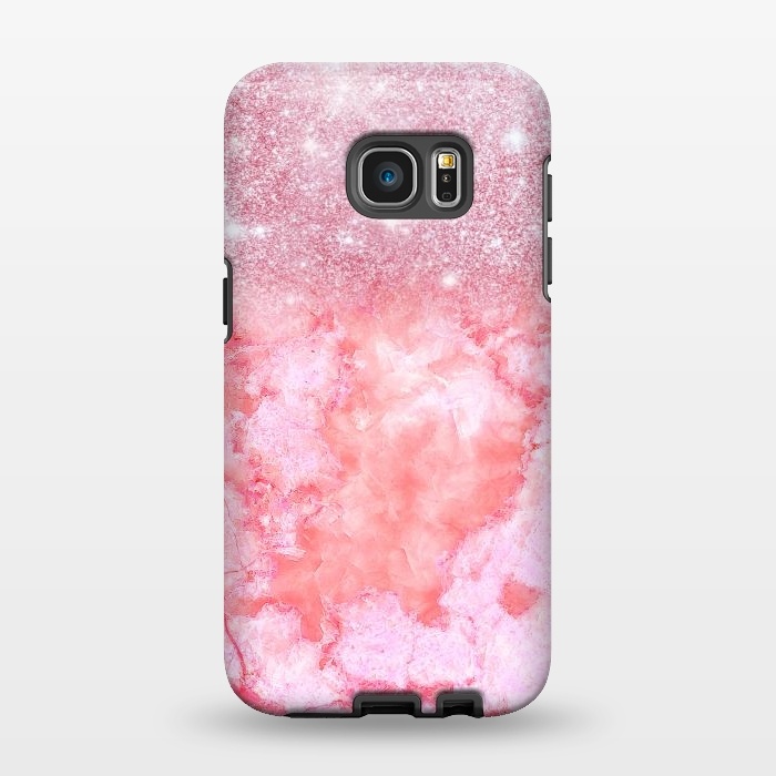 Galaxy S7 EDGE StrongFit Glitter on Pink Blush Agate  by  Utart