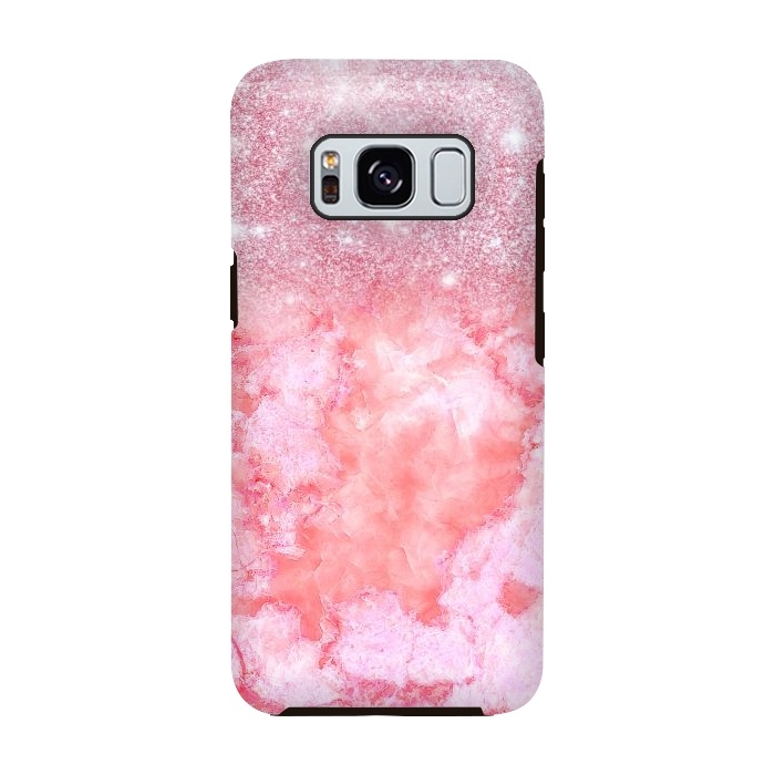 Galaxy S8 StrongFit Glitter on Pink Blush Agate  by  Utart