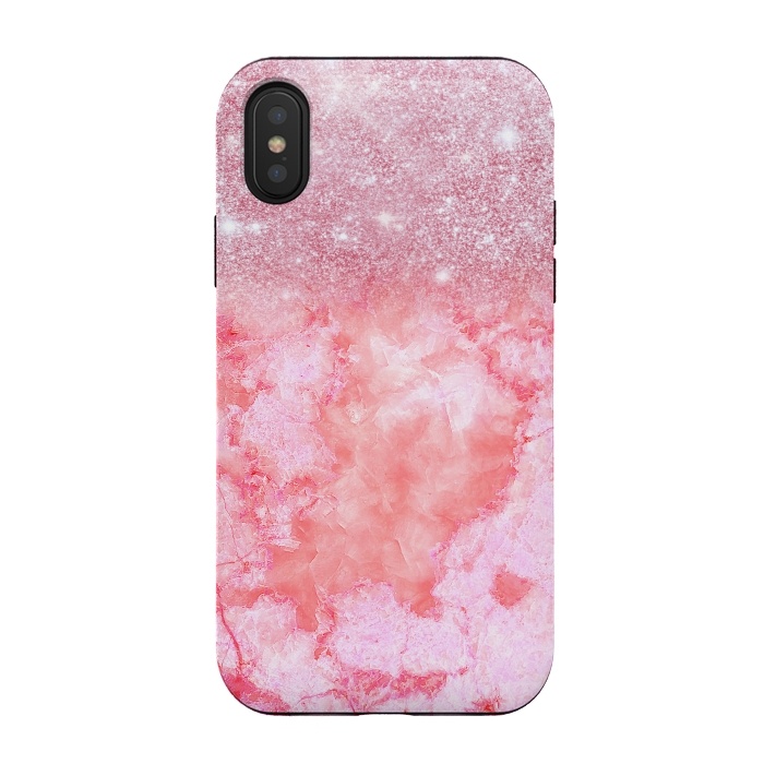 iPhone Xs / X StrongFit Glitter on Pink Blush Agate  by  Utart