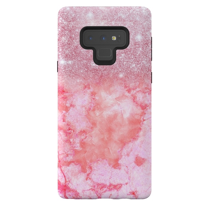 Galaxy Note 9 StrongFit Glitter on Pink Blush Agate  by  Utart