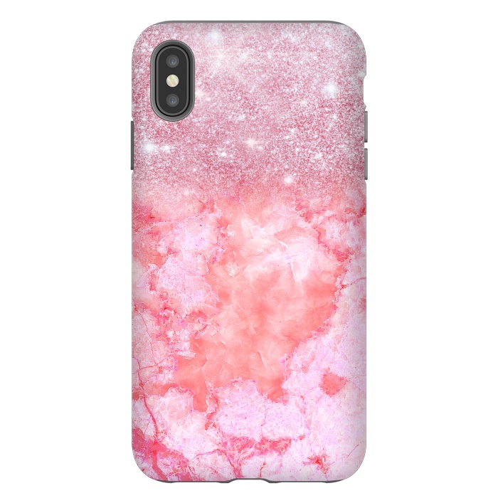 iPhone Xs Max StrongFit Glitter on Pink Blush Agate  by  Utart