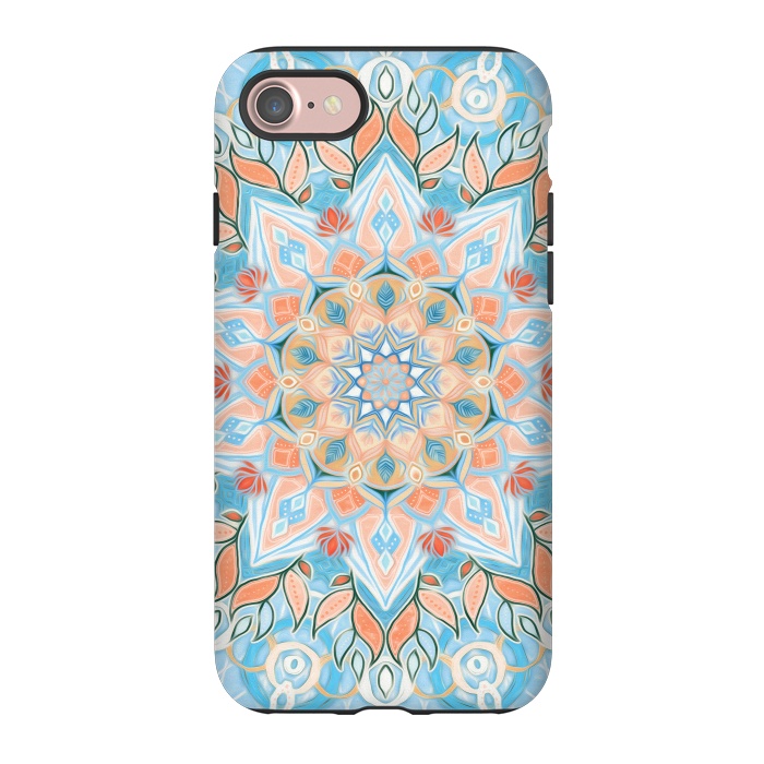 iPhone 7 StrongFit Peach and Blue Pastel Mandala by Micklyn Le Feuvre