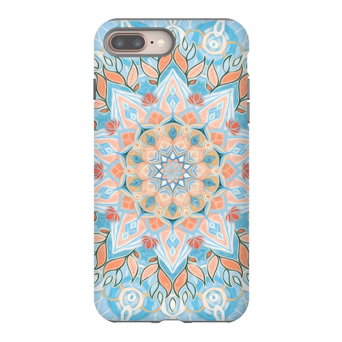 iPhone 7 plus StrongFit Peach and Blue Pastel Mandala by Micklyn Le Feuvre
