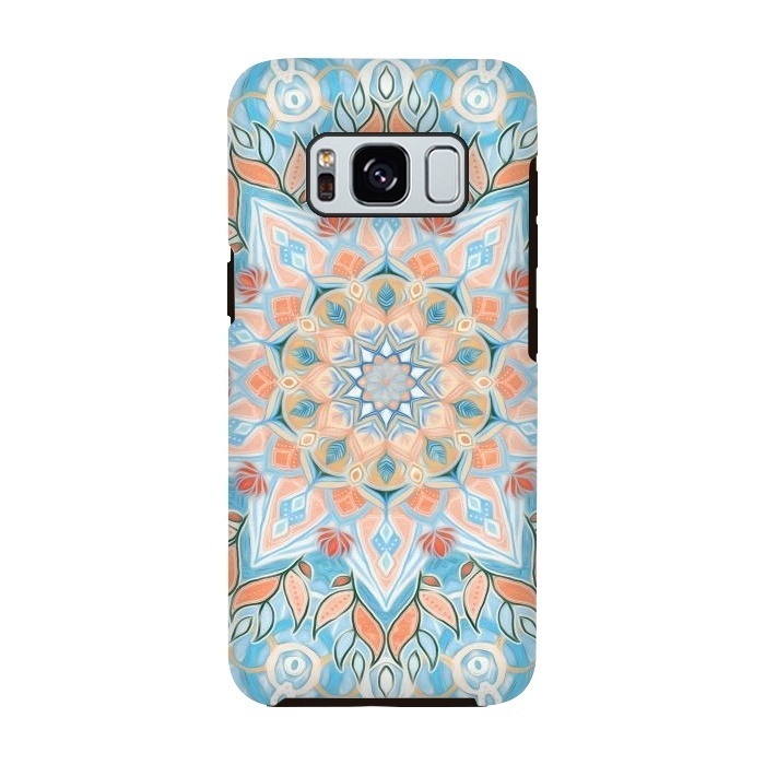 Galaxy S8 StrongFit Peach and Blue Pastel Mandala by Micklyn Le Feuvre