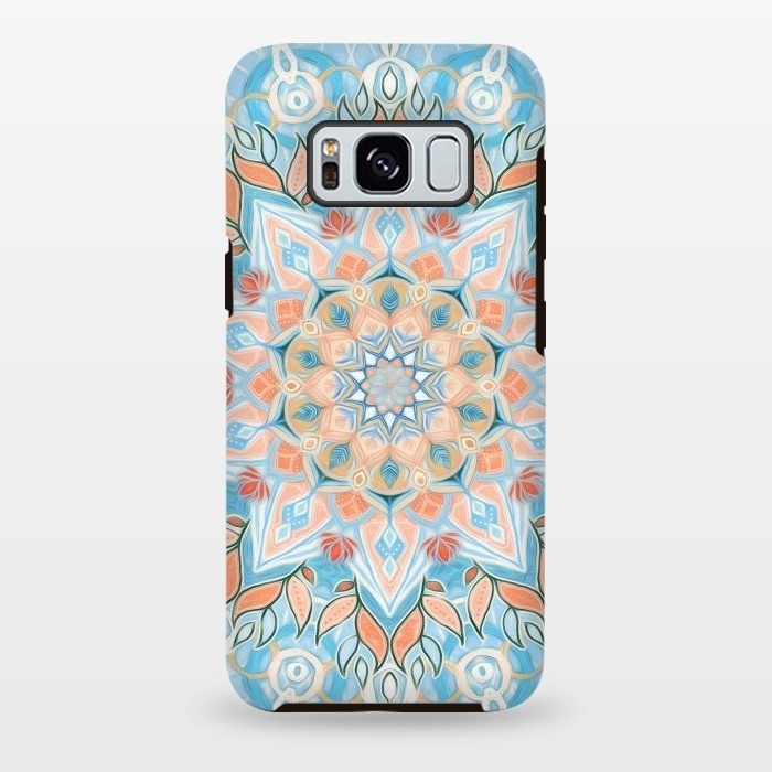 Galaxy S8 plus StrongFit Peach and Blue Pastel Mandala by Micklyn Le Feuvre